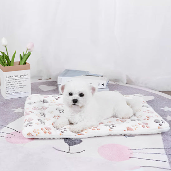 tapis-pour-chiens-blanc-apaisant-flanelle-chaud