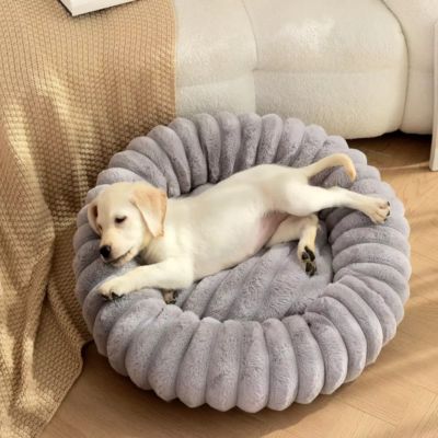 COUCHAGE CHIEN GRIS COSYPAW™ – PANIER ROND CONFORTABLE ET APAISANT