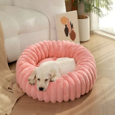 panier-chien-rond-rose-apaisant-panier